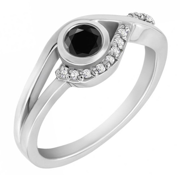Zlatý prsten s černým diamantem 60452