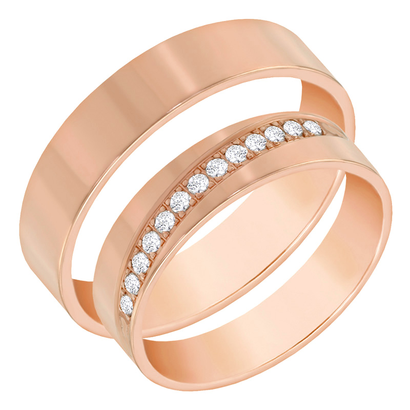 Zlaté snubní prsteny s diamanty 60562