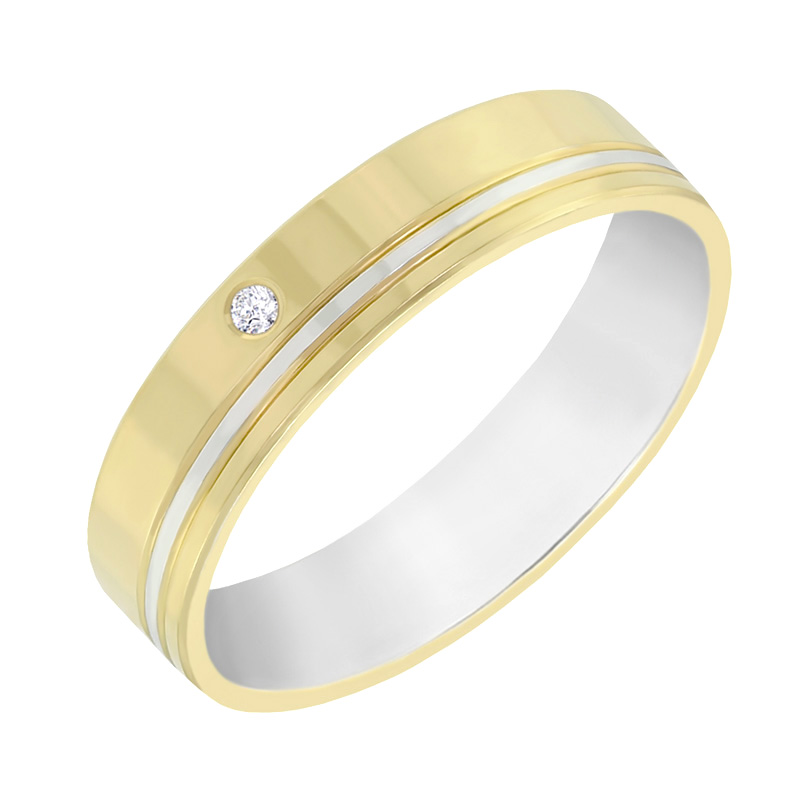 Dvoubarevný snubní prsten s diamantem 60582