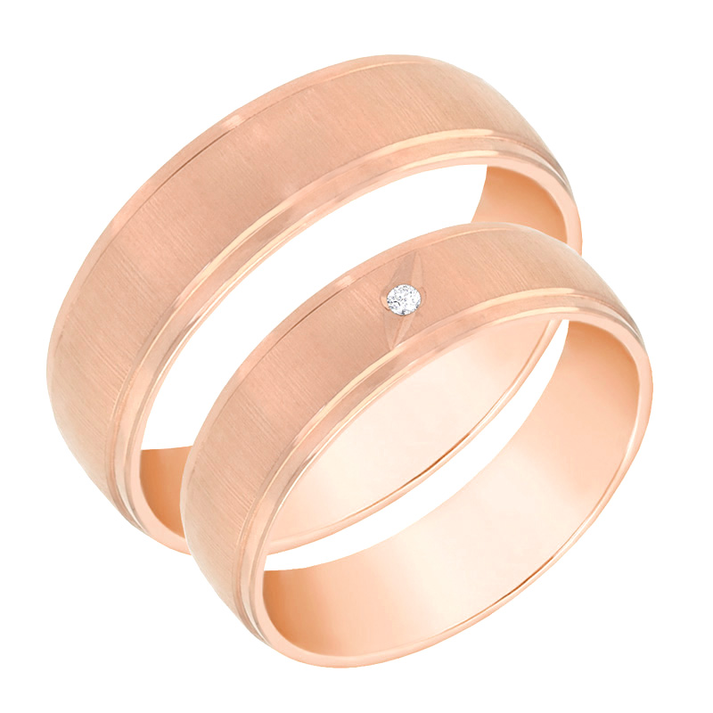 Snubní prsteny s matným povrchem z růžového zlata 60642
