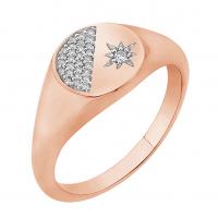 Zlatý pečetní prsten s hvězdou diamanty Jitty