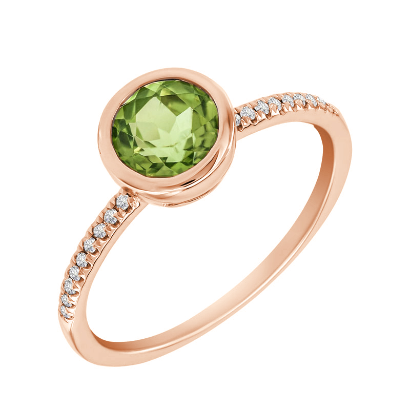 Olivínový prsten ze zlata