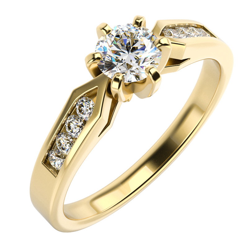 Zlatý zásnubní prsten s diamanty 65922