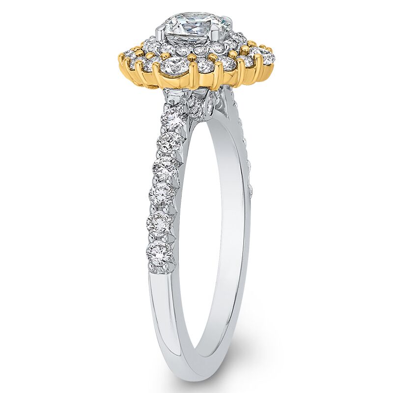 Dvojitý halo prsten ze zlata s diamanty