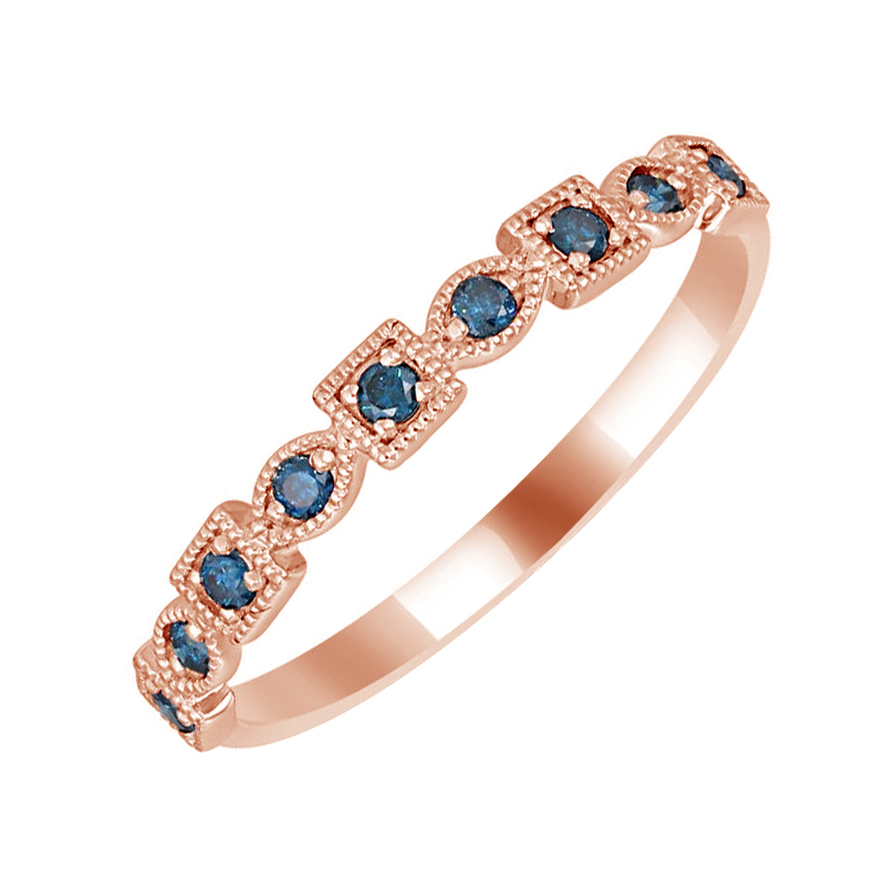 Prsten z růžového zlata s modrými diamanty 69712