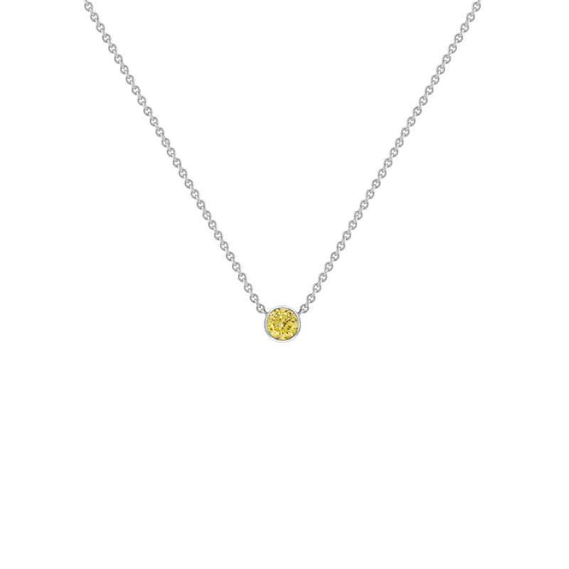 Minimalistický platinový náhrdelník se žlutým diamantem Mufrid