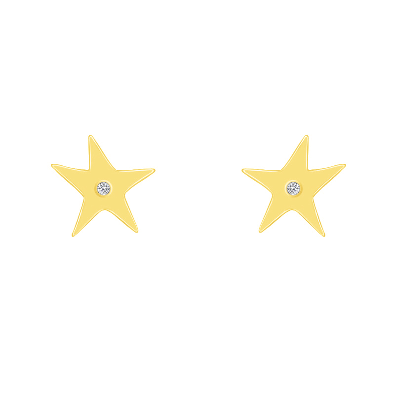 Stříbrné náušnice ve tvaru hvězdy s diamantem Jessamy