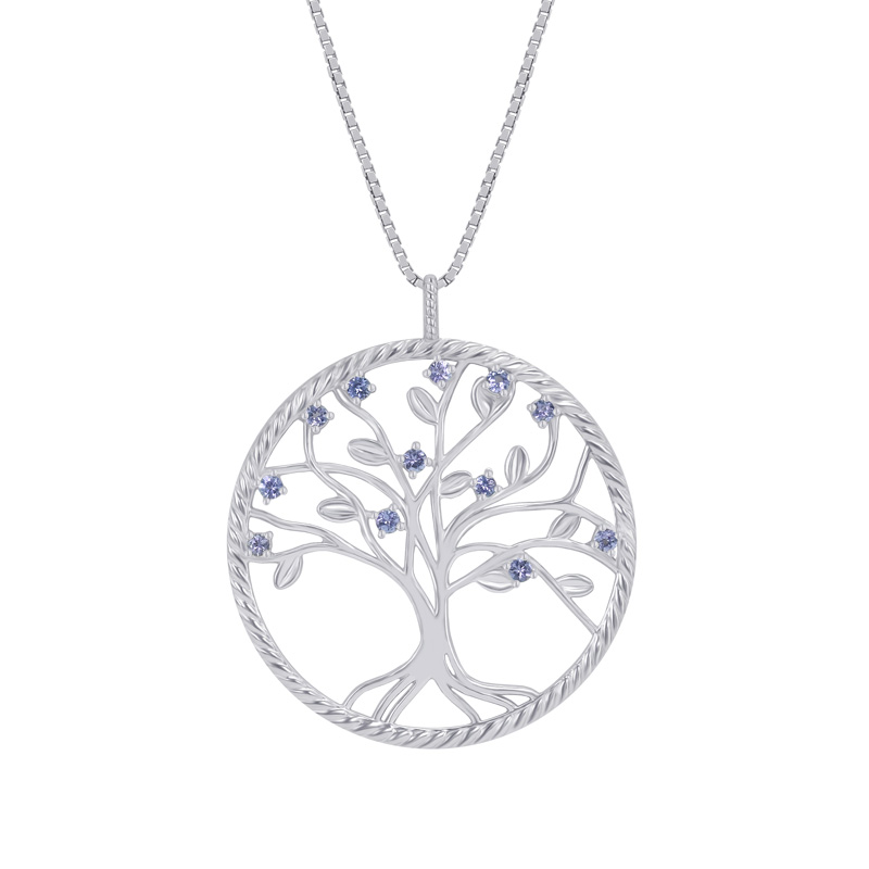 Stříbrný náhrdelník s tanzanity