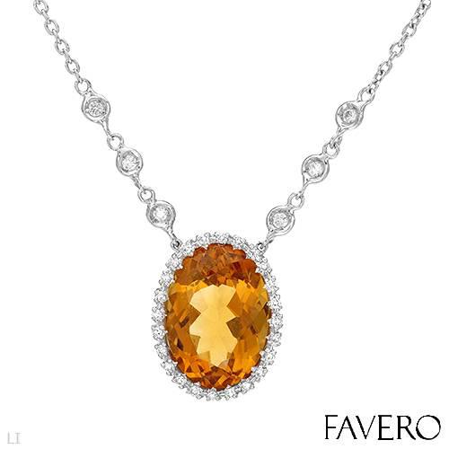 Zlatý náhrdelník s citrínem a diamanty Aesha