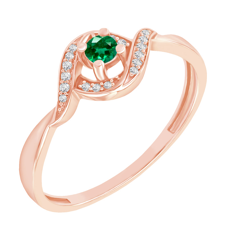Smaragdový prsten s postranními diamanty 75432