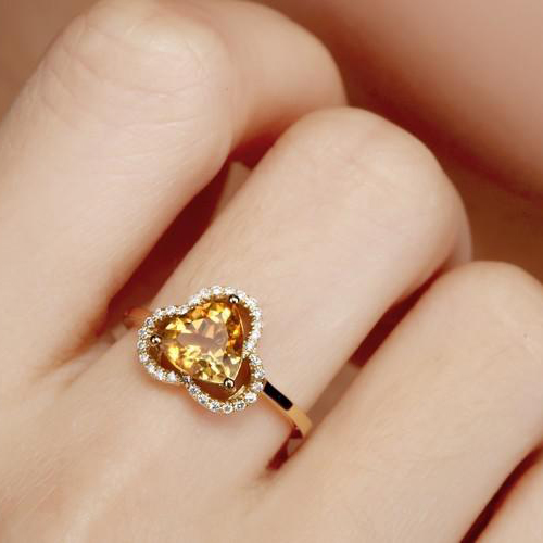 Zlatý citrínový prsten s diamanty Joely 75952