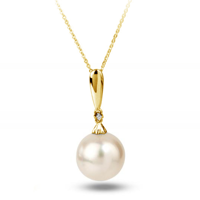 Zlatý perlový náhrdelník s diamantem 76652
