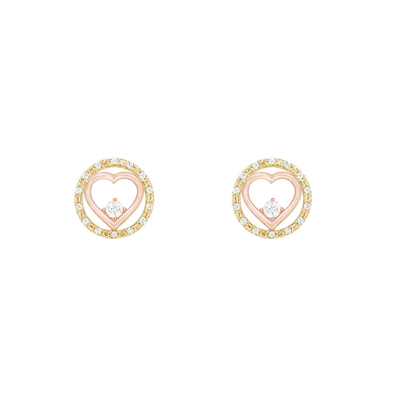 Romantické náušnice s diamanty ze žlutého a růžového zlata 80612