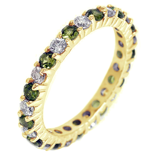 Zlatý prsten s olivíny a diamanty
