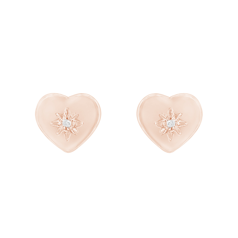 Srdcové náušnice s diamanty z růžového zlata