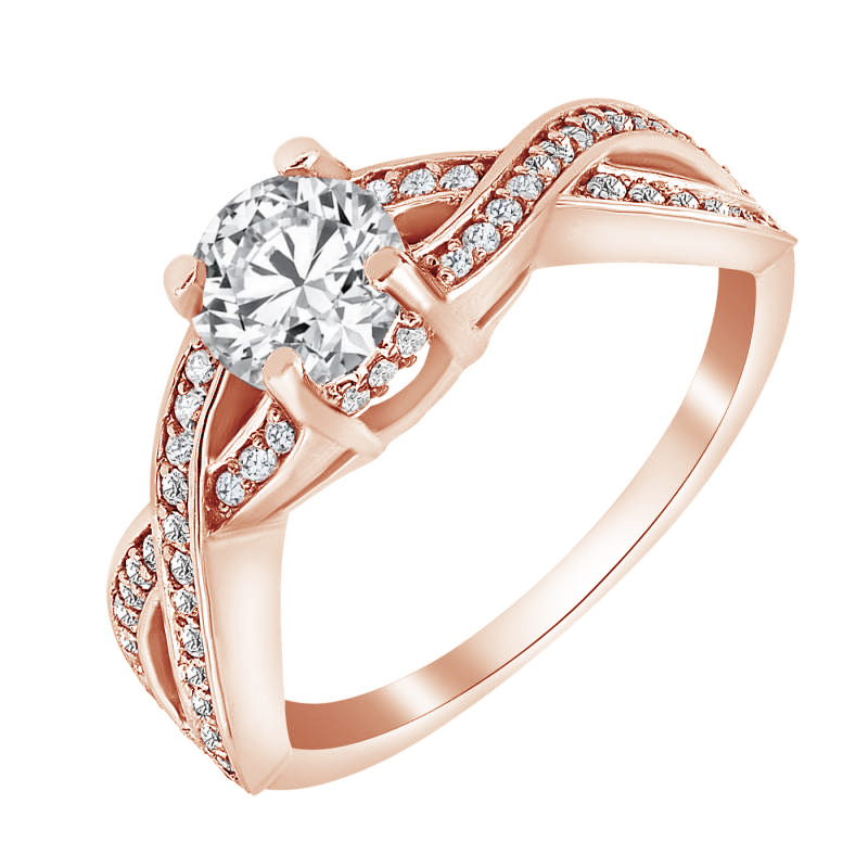 Zásnubní prsten s diamanty z růžového zlata 81842