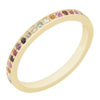 Zlatý eternity prsten s drahokamy v barvě duhy Mewya