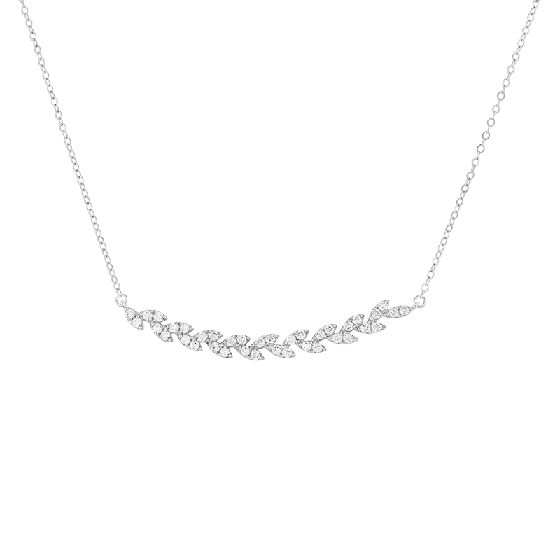 Diamantový náhrdelník ve tvaru lístečků z bílého zlata