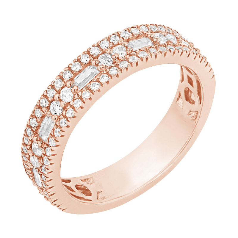 Luxusní half eternity prsten s diamanty z růžového zlata