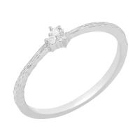Stříbrný diamantový prsten s tepaným povrchem Milan
