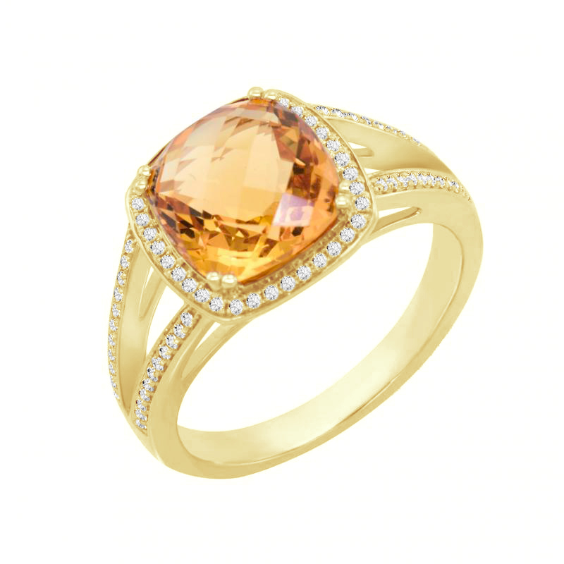 Zlatý prsten s citrínem a diamanty 86632