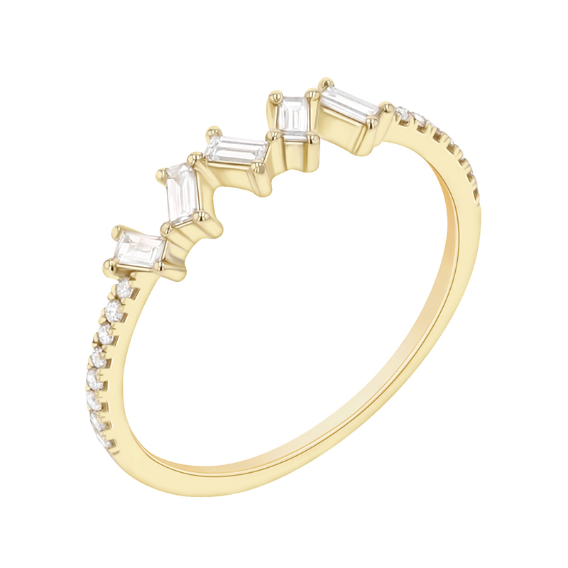 Prsten s baguette syntetickými diamanty ze zlata