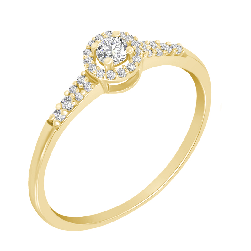 Zlatý halo prsten s diamanty 90952