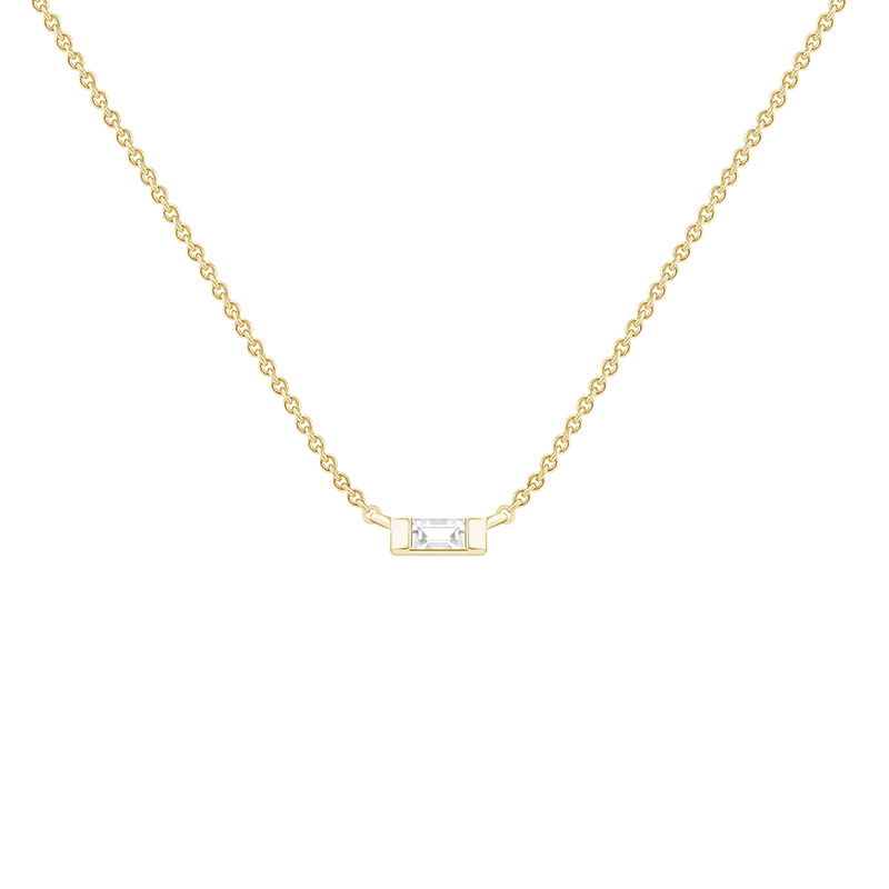 Zlatý náhrdelník s baguette safíry Sharly 92632