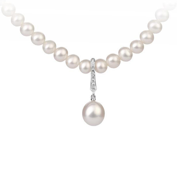 Zlatý perlový náhrdelník s diamanty Namrah 93562
