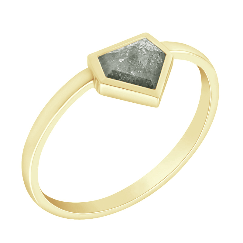 Zlatý prsten se salt and pepper diamantem Vilma 97502