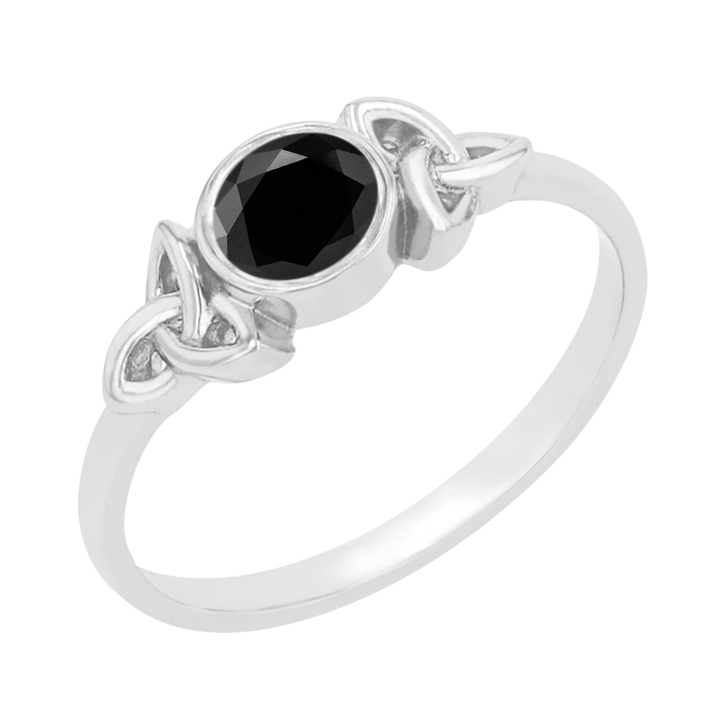 Propletený zlatý prsten s černým diamantem Knight 97662