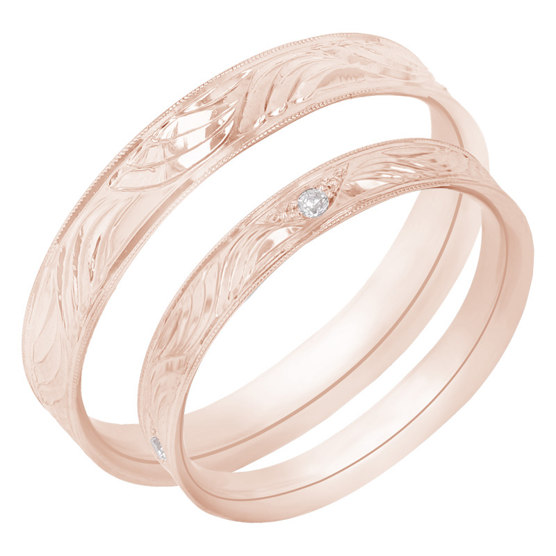 Zlaté snubní prsteny s gravírem a diamanty Davis 98312