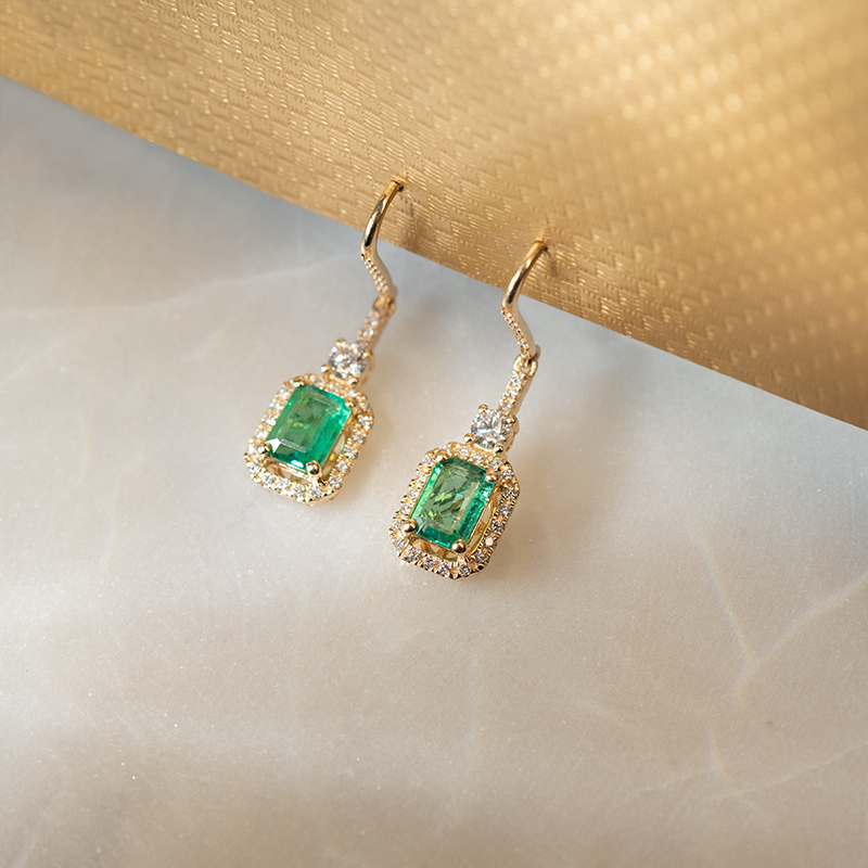 Náušnice se smaragdy a diamanty Chianna 98492
