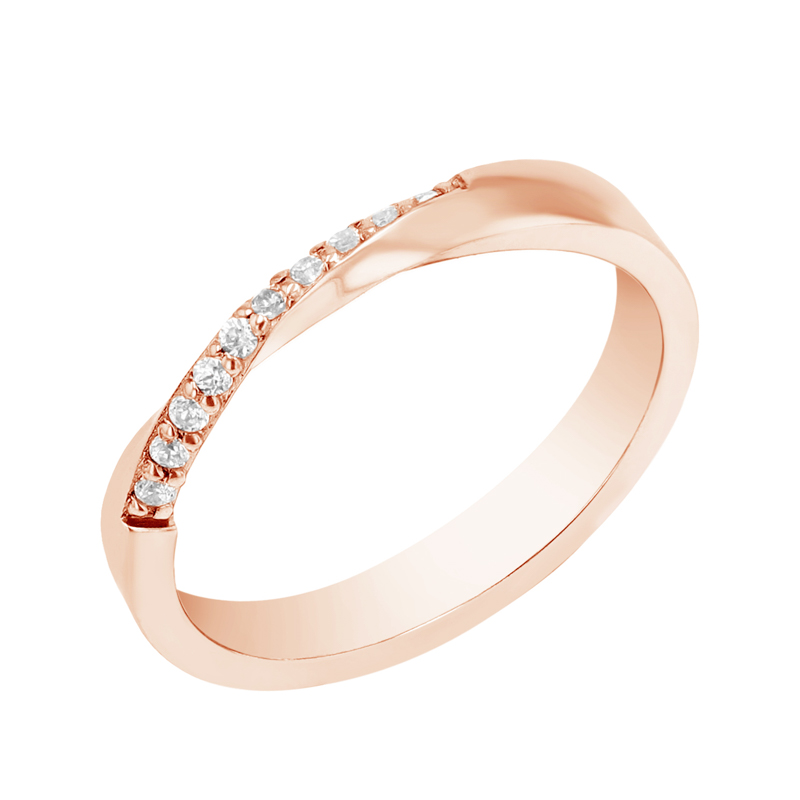 Zlatý propletený prsten s diamanty Brielle 98792
