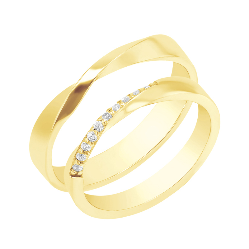 Zlaté propletené snubní prsteny s diamanty Brielle 98802