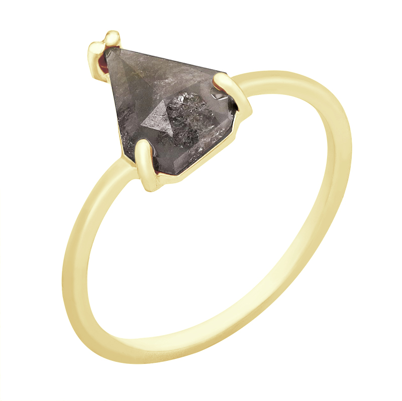 Zlatý prsten s pentagon salt and pepper diamantem Azat 98932