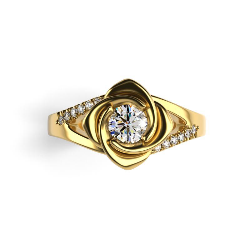 Zásnubní prsten ve tvaru růže s moissanitem a diamanty Kenneth 100413
