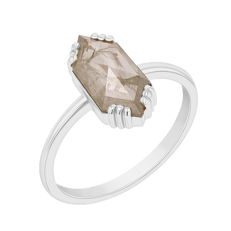 Zlatý prsten s hexagon salt and pepper diamantem Yene 100433