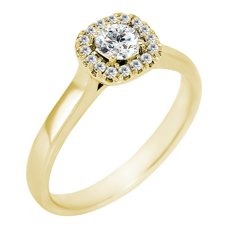 Zásnubní prsten v halo stylu s moissanitem a diamanty Meadow 100543