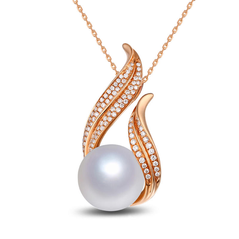 Zlatý náhrdelník s bílou perlou 10293