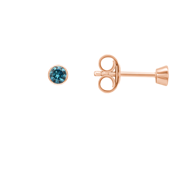 Stříbrné minimalistické bezel náušnice s modrými diamanty Tofine 102943