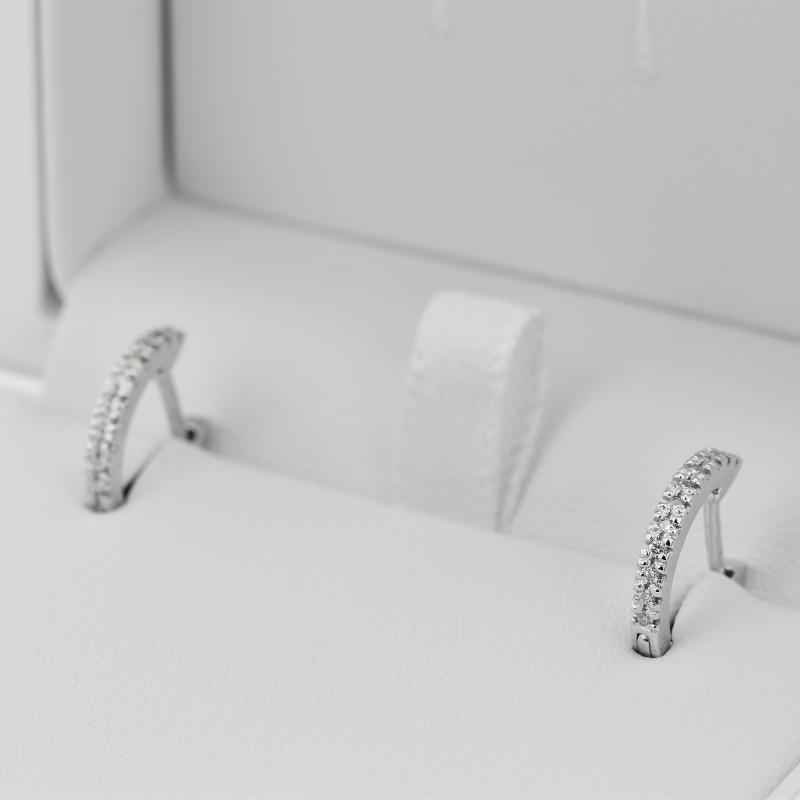 Stříbrné elegantní kruhové náušnice s lab-grown diamanty Gomati 104003