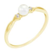 Stříbrný elegantní prsten s perlou a lab-grown diamanty Margaux