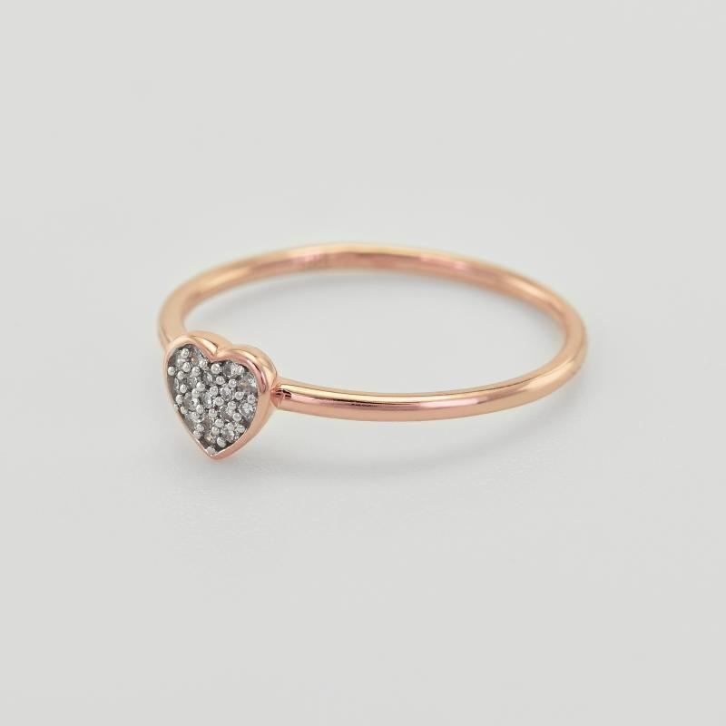 Stříbrný prsten ve tvaru srdce plný lab-grown diamantů Ubline 104643