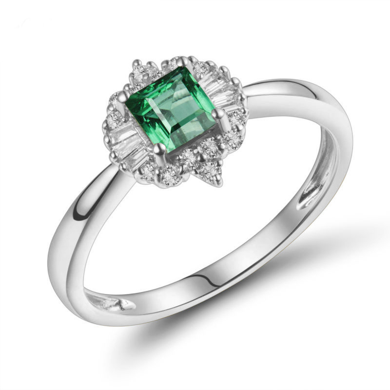 Smaragdový zlatý prsten s diamanty Chente 104653