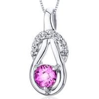 Stříbrný náhrdelník s růžovým safírem Amadeni