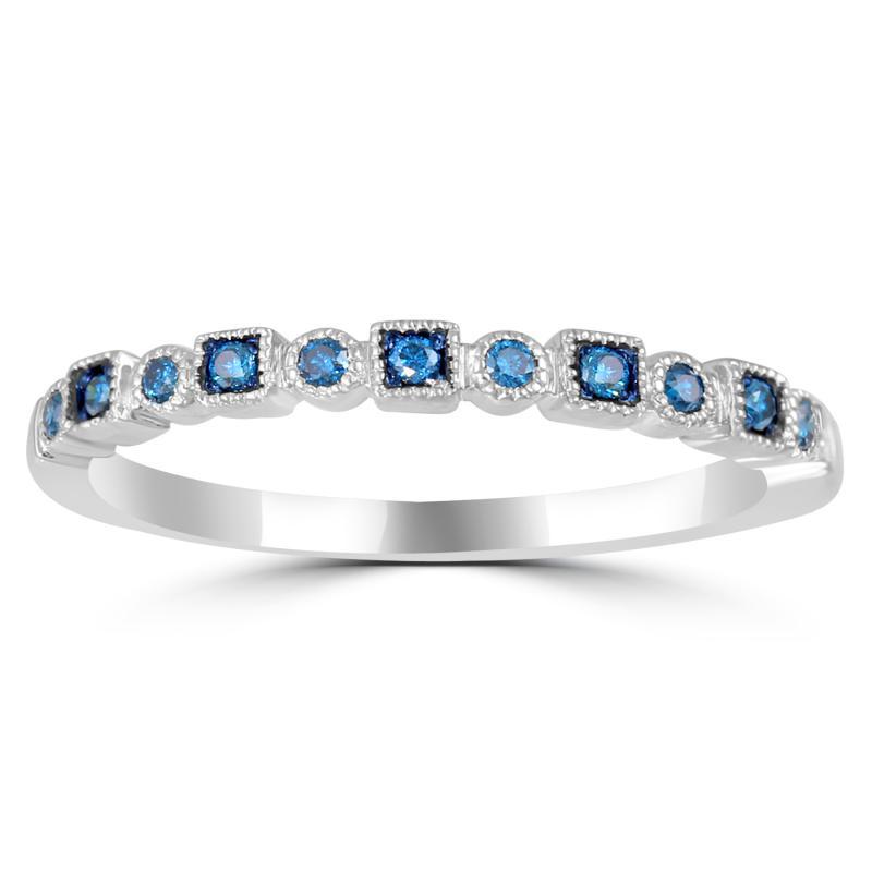 Eternity prsten s modrými diamanty 11323