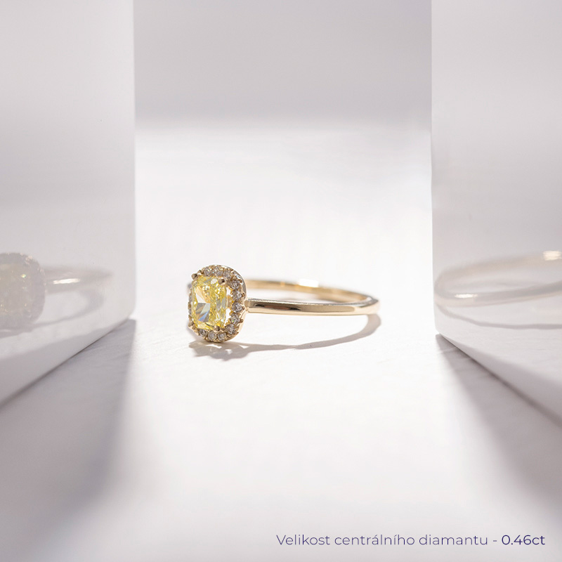 Zásnubní prsten s certifikovaným fancy yellow lab-grown diamantem Eduta 114203