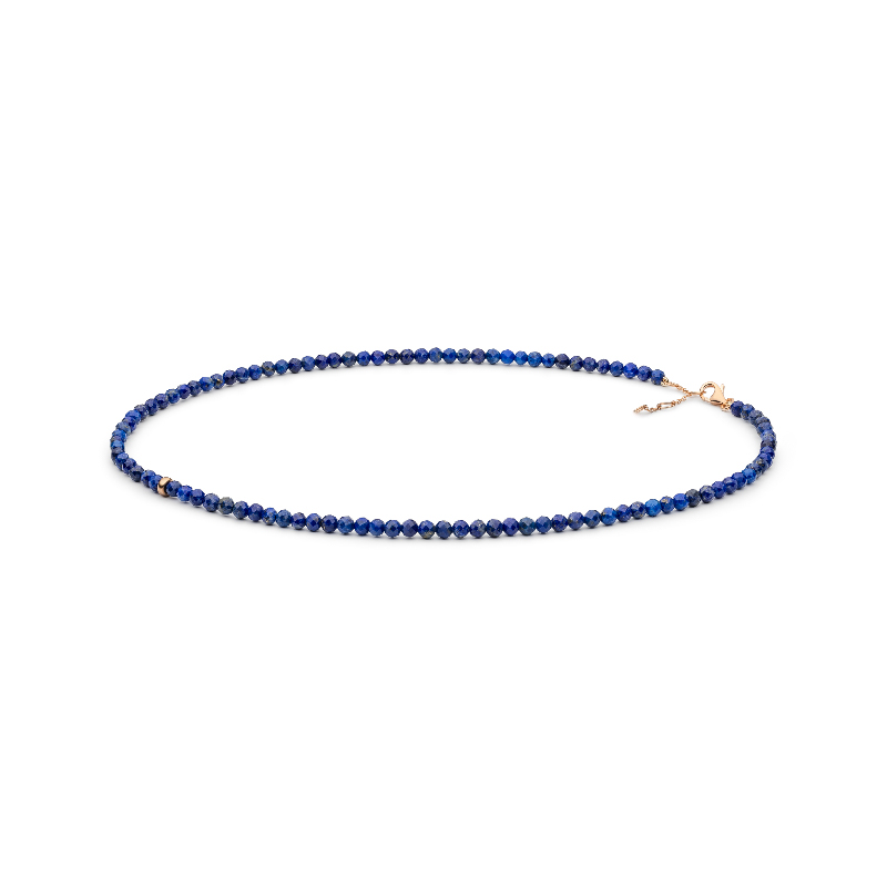 Pozlacený stříbrný náhrdelník s lapis lazuli korálky Samia