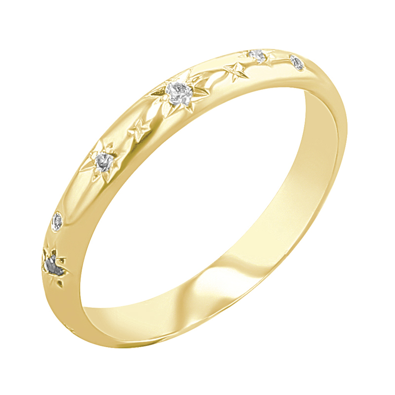 Snubní prsteny s ruční rytinou hvězd a diamanty Elia 116483